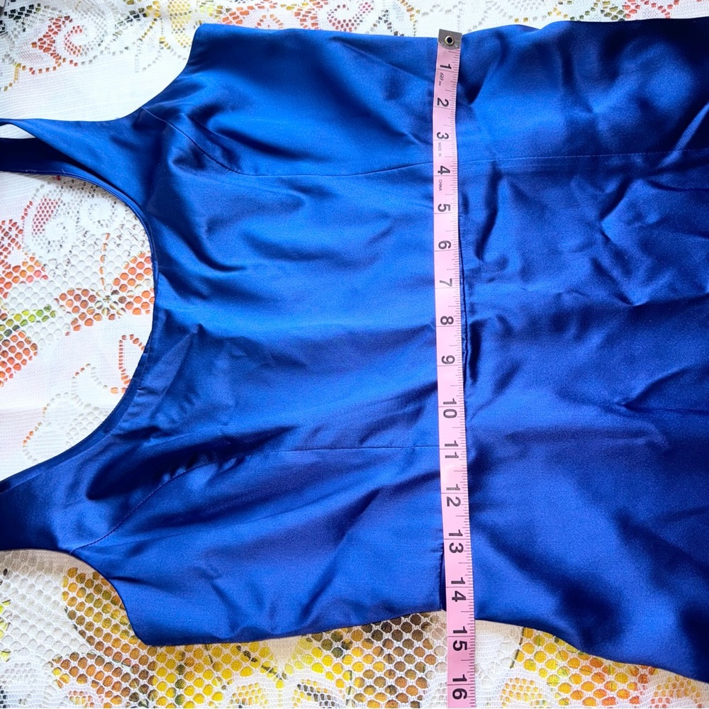 NWT Amanda Uprichard 100% silk royal blue midi dress w side slit, size medium - Picture 14 of 16